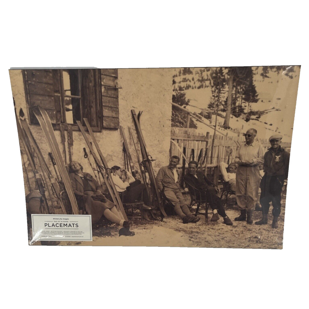 WinterLilly Images Paper Placemats Skiing Theme Pad‎ Of 24 Sealed